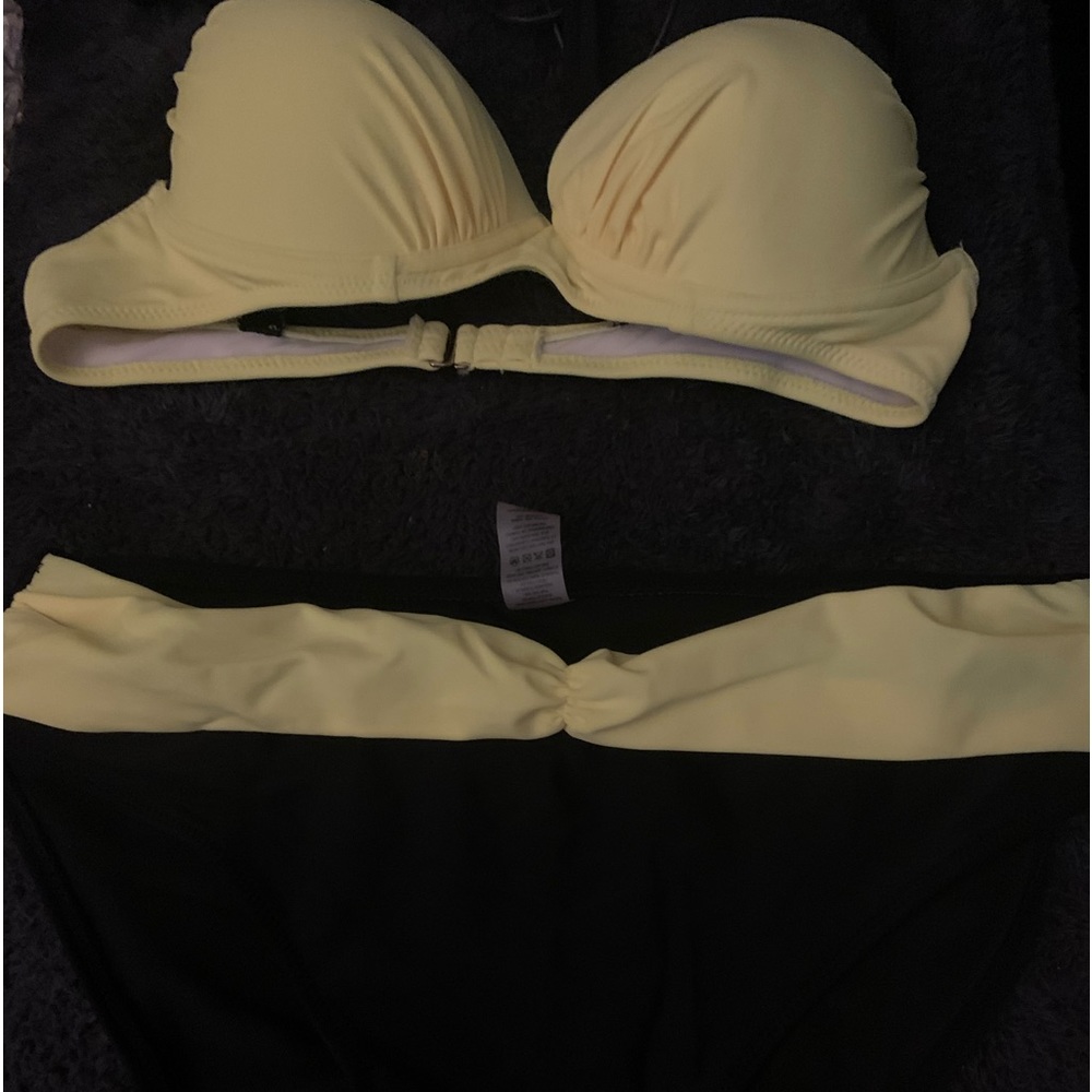 Two piece bikini top and bottom yellow and black
